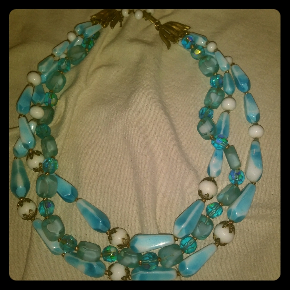 Trifari milk glass necklace
